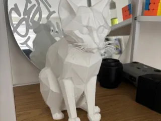Low-Poly Cat Sculpture | Geometric Feline Art