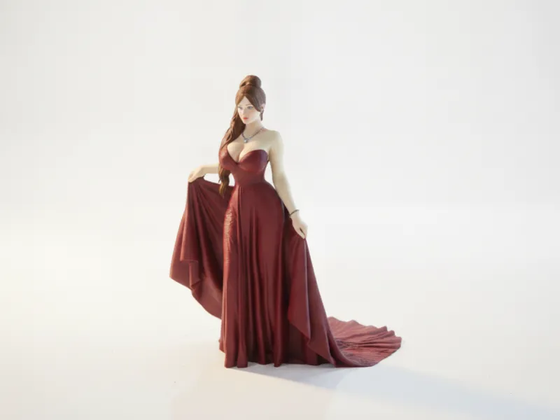 Elegante weibliche Figurine: Dame im Kleid, 3D-druckbar
