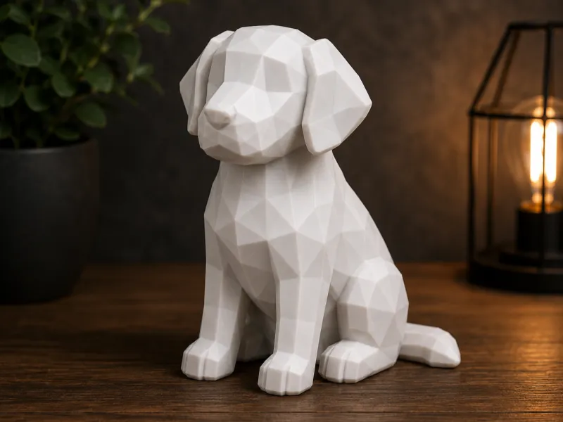 Cachorro Low Poly – Adorable decoración de perro