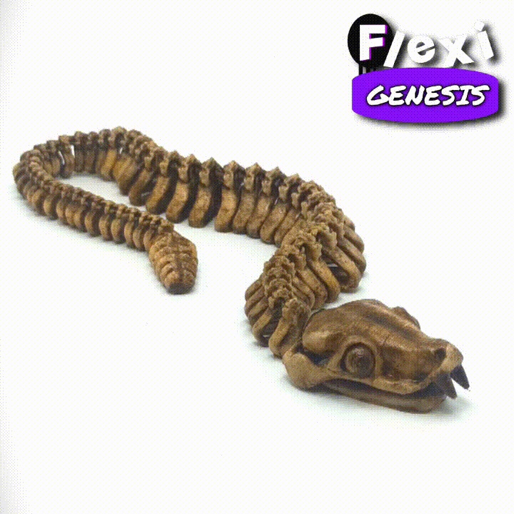 Articulated Flexi Rattle Snake Skeleton – print in place-0