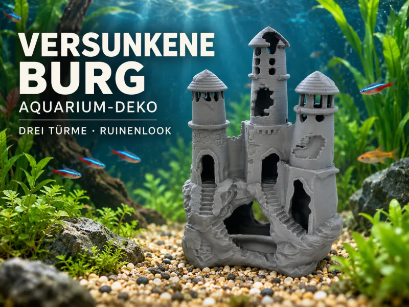 Castelo Submerso – Decoração para Aquário com Três Torres
