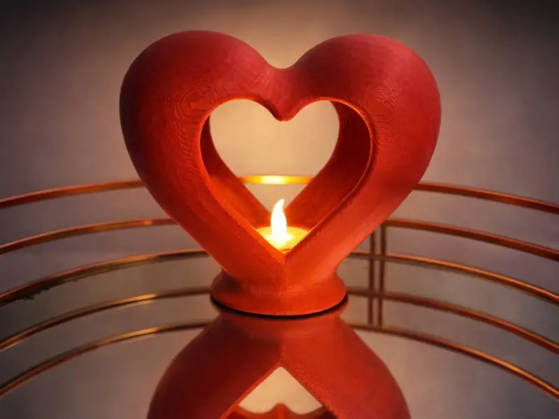 Lampe pour bougie chauffe-thé en forme de cœur