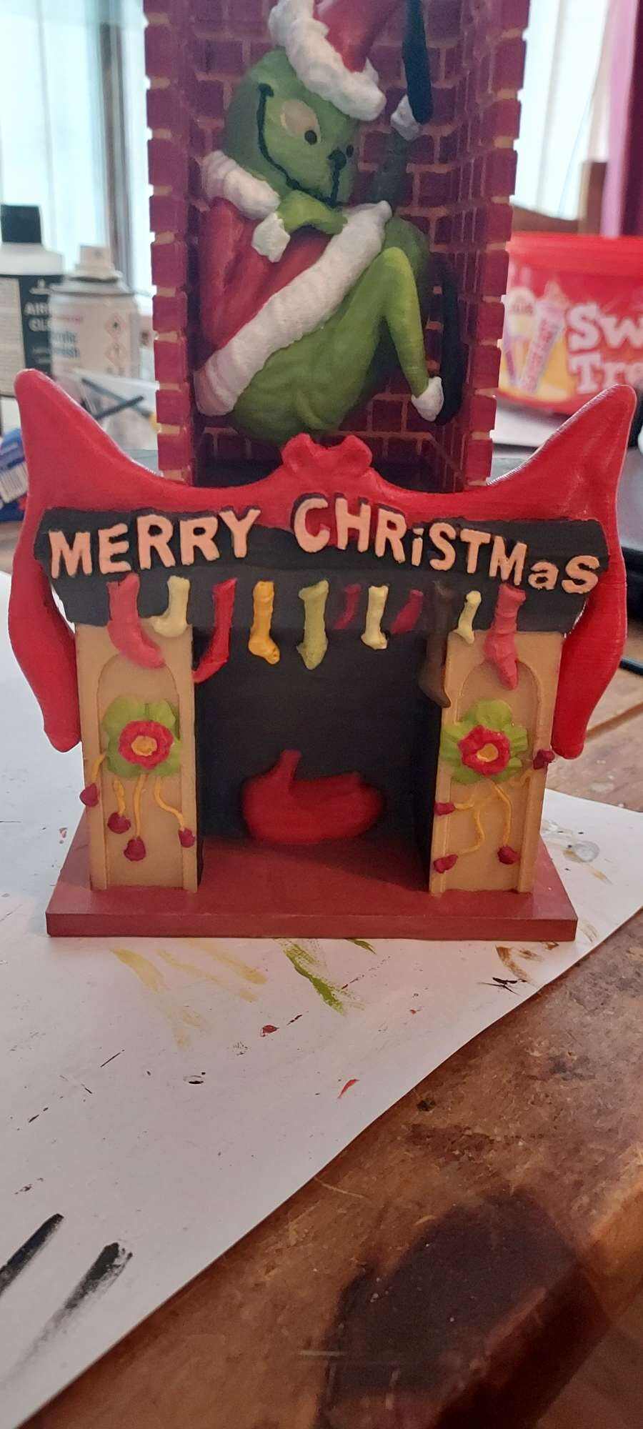 modified grinch fireplace ornament