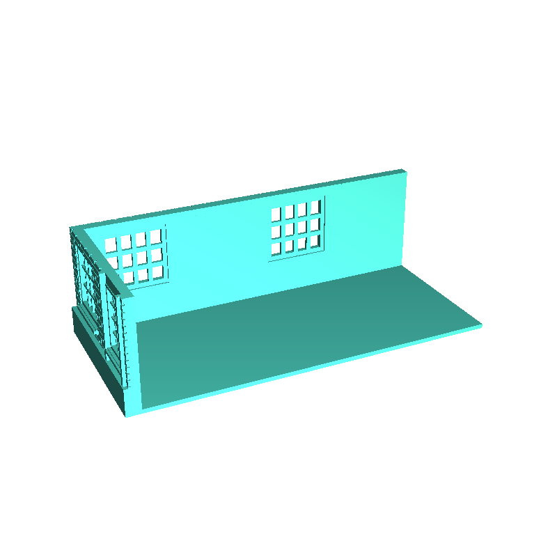 Modern industrial brick building with flat roofs, large acce