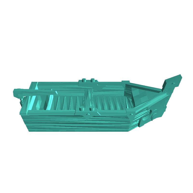 Modular set of medieval wooden pontoons with mast and boat (