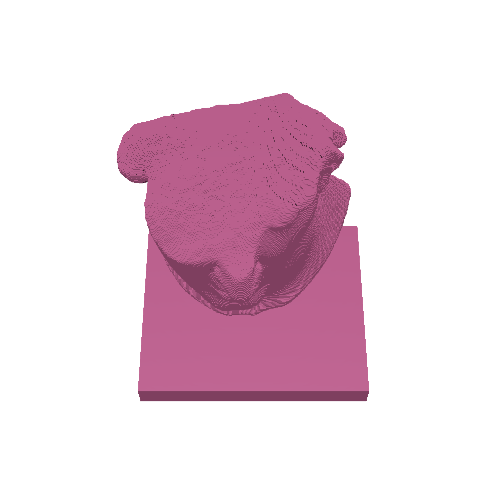 Cabeza colosal fragmentada y pixelada