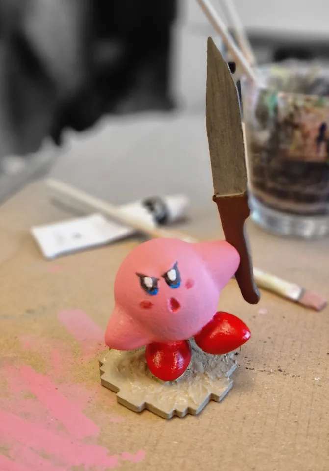 Kirby with a knife