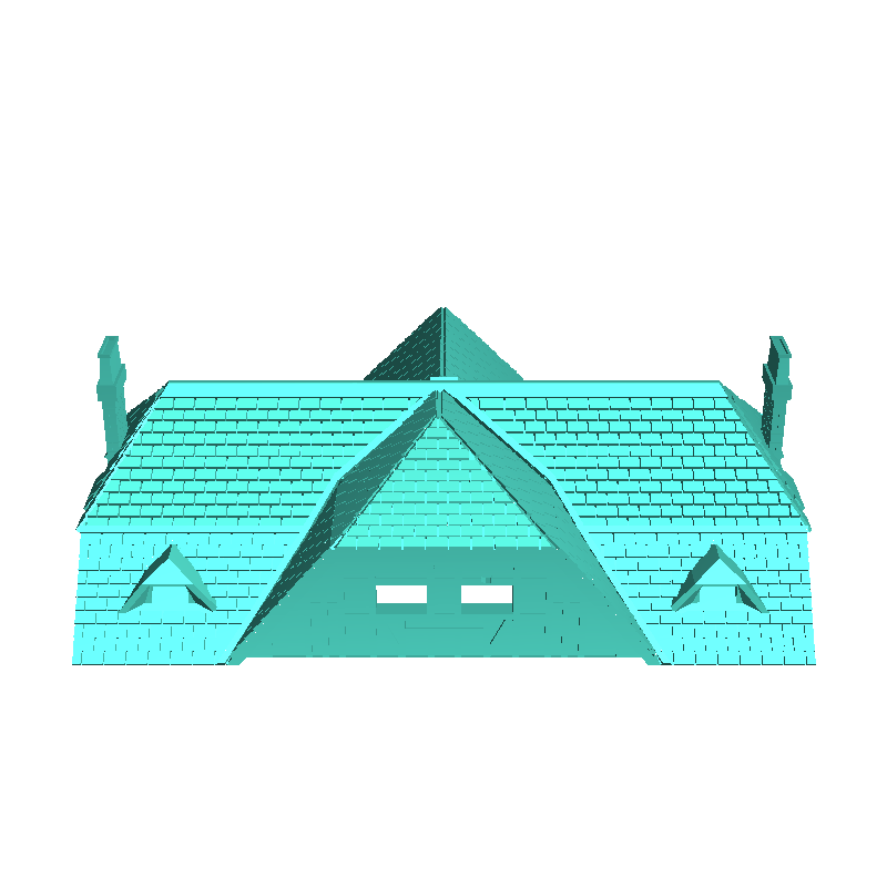 Mehrstöckiges Haus mit Ziegeldach und Schornsteinen (Juno Beach,