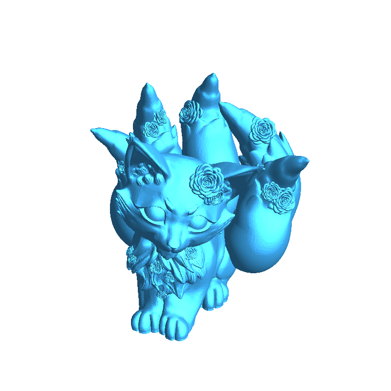Baby Kitsune with Flowers