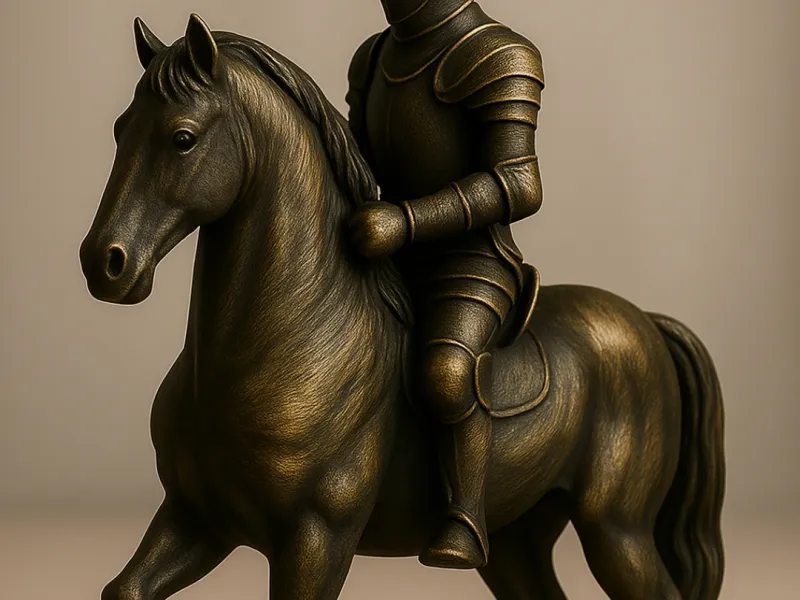 Cavaleiro de armadura montado a cavalo