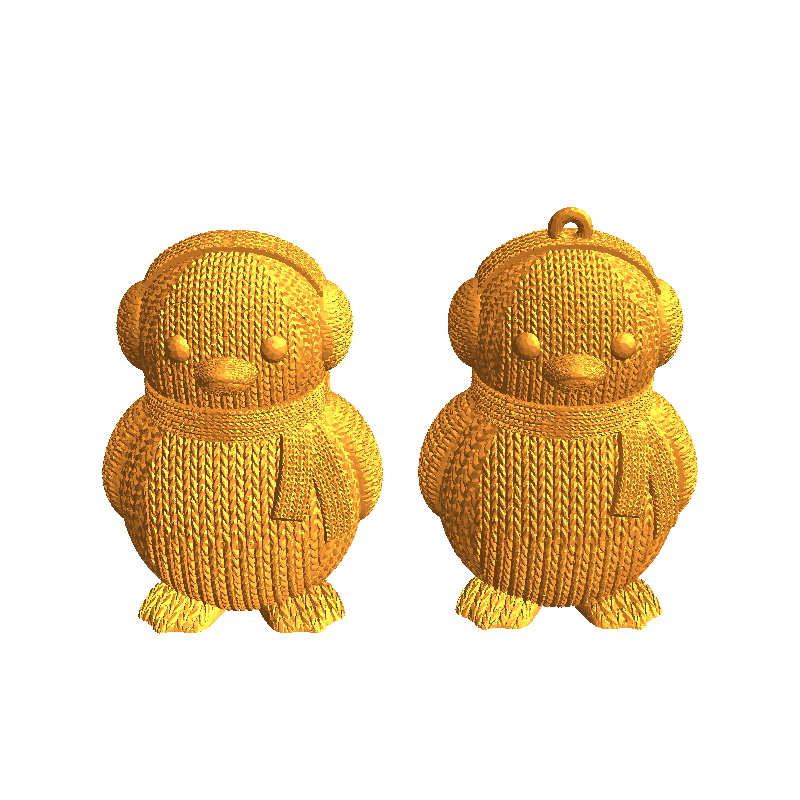 KNITTED PENGUIN FIGURINE AND ORNAMENT - NO SUPPORTS - COLOR