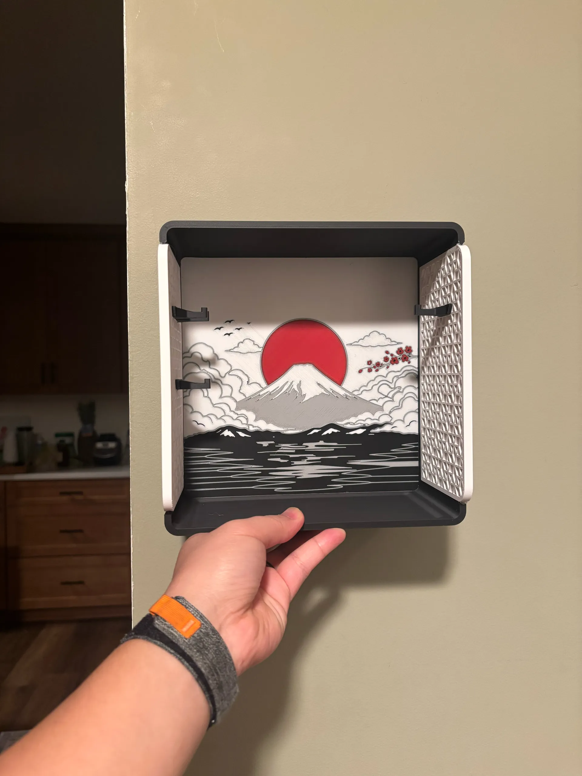 Japanese Mount Fuji Wall Shelf Organizer for Keys, Wallets-0
