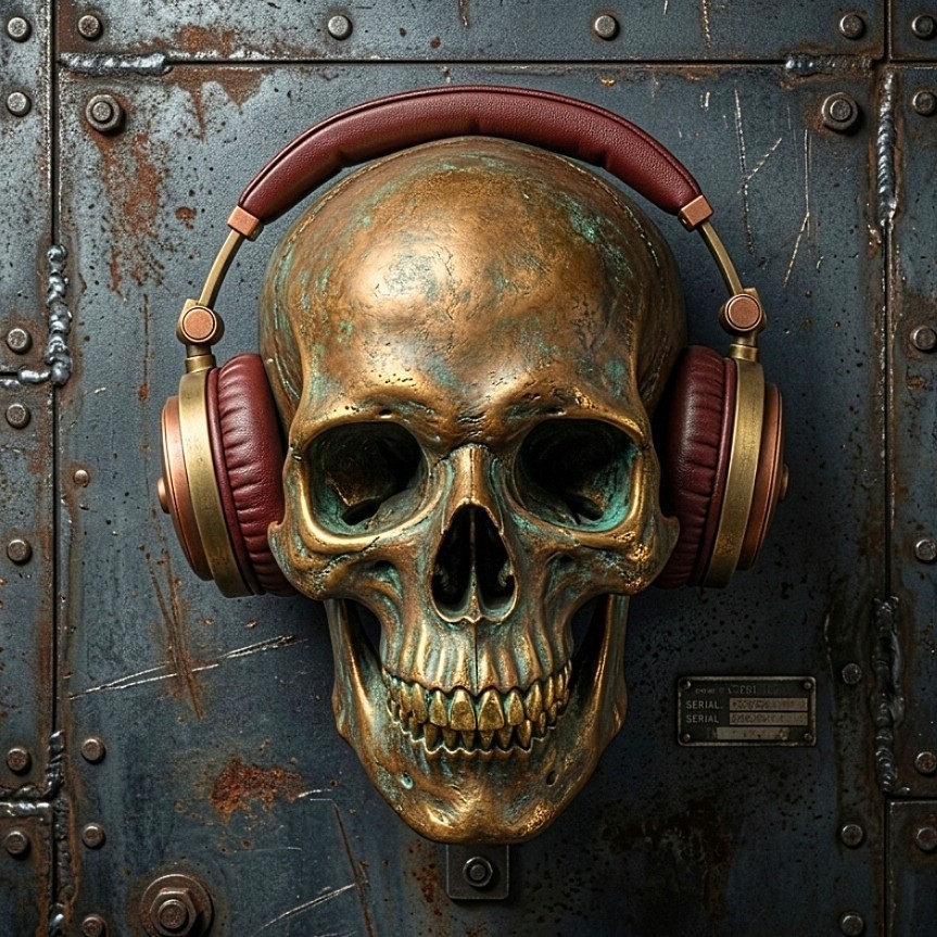 SKULL WITH HEADPHONES - WALL DECO