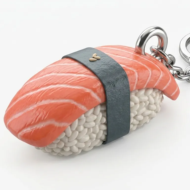 Realistic Salmon Nigiri Sushi Keychain