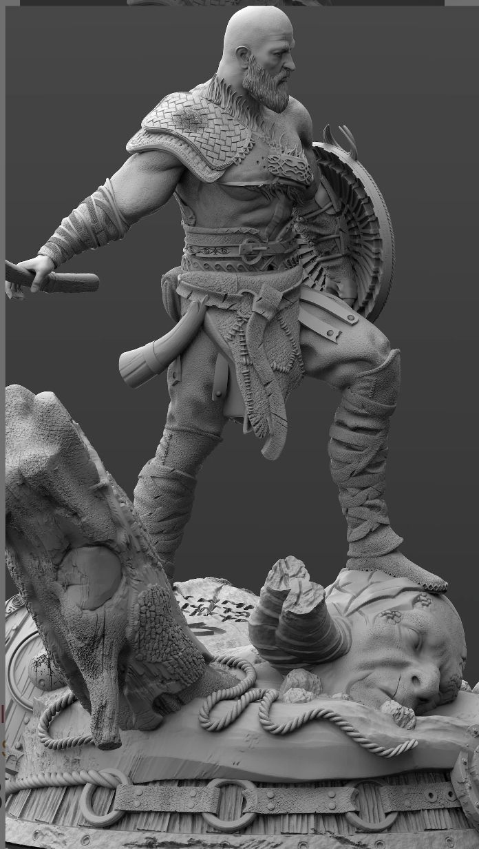 Kratos God of War Statue - STL File 3D Print