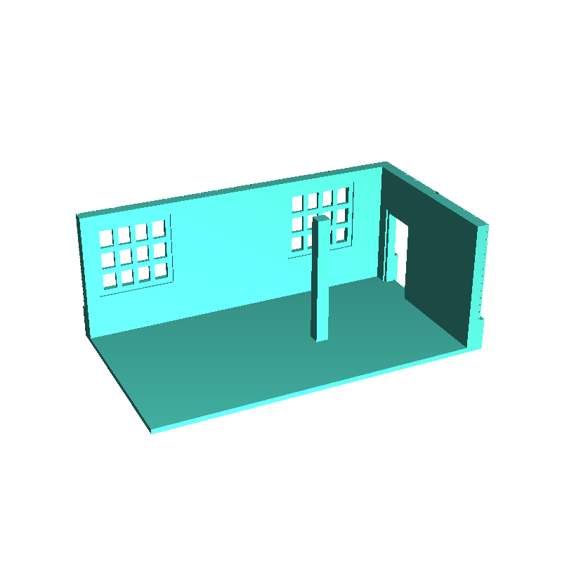 Modern industrial brick building with flat roofs, large acce