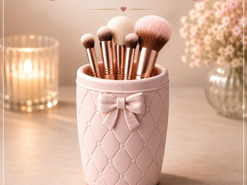Makeup Brush Holder STL File, Scalable Makeup Organizer,