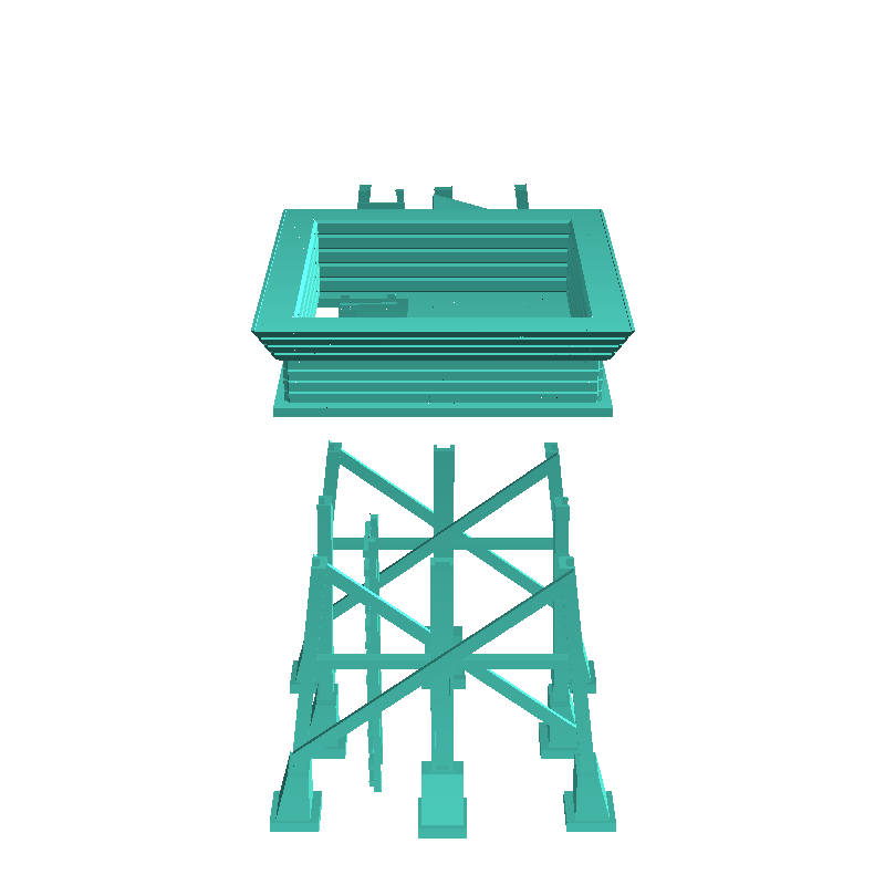 Defense tower with metal beam supports and platform (5) - mi | 3D ...