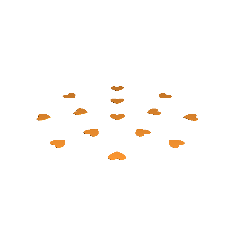 Print bed level test 260 mm diameter heart shaped elements. 3D models