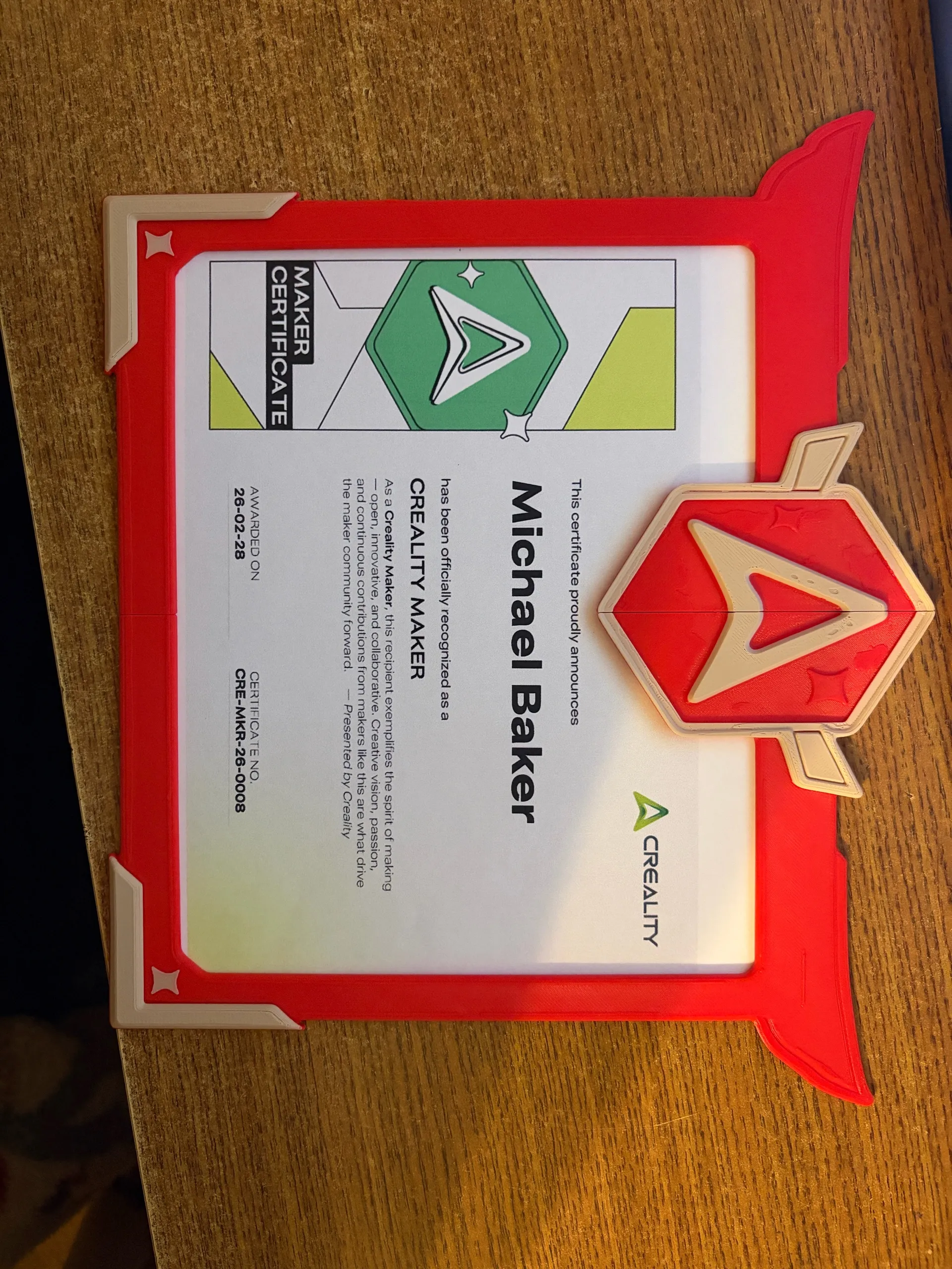 Maker One Certificate Frame-0