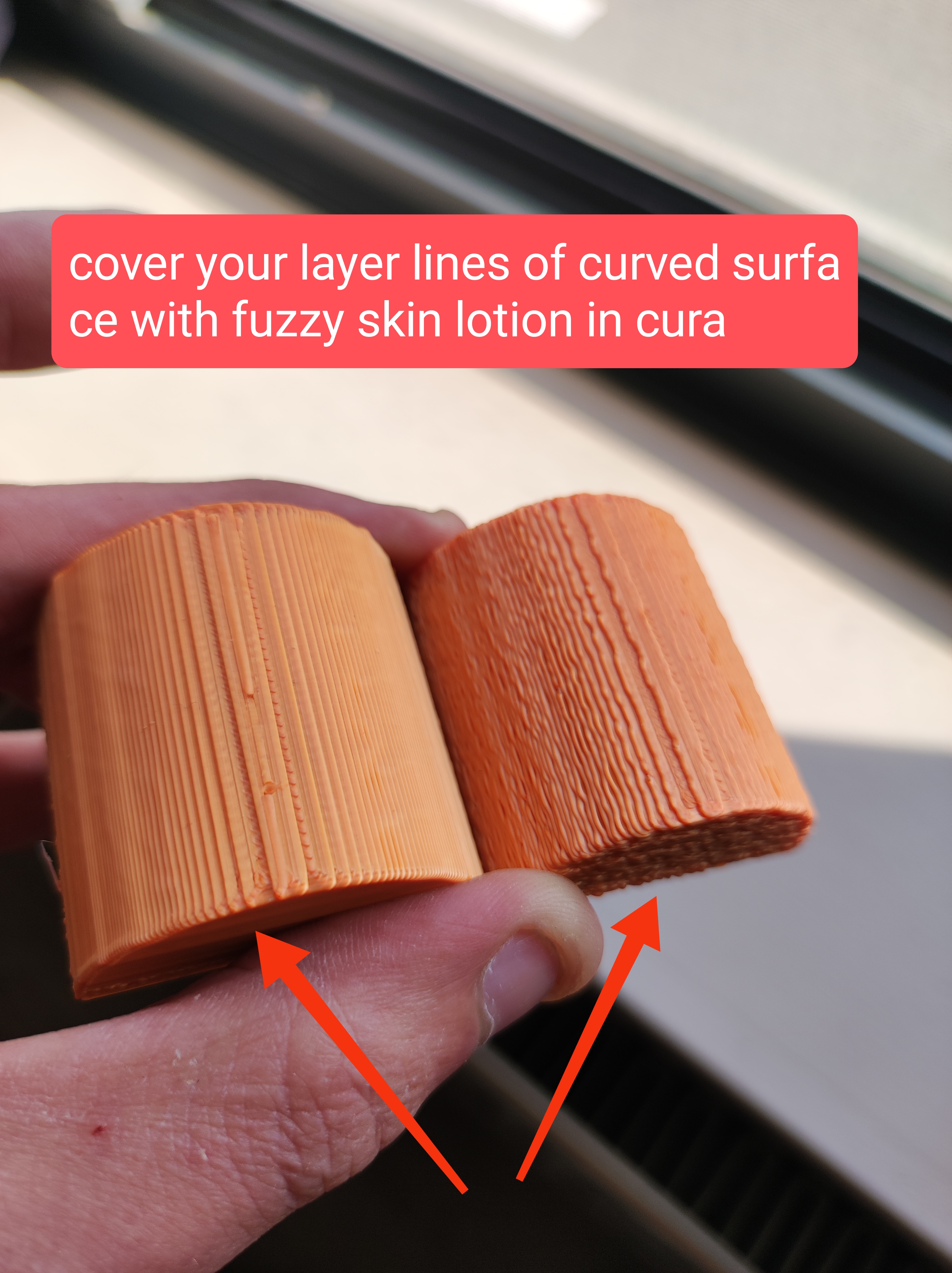 try to cover your layer lines on a curved surface with fuzzy skin ...