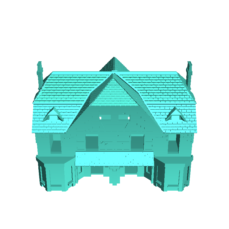 Mehrstöckiges Haus mit Ziegeldach und Schornsteinen (Juno Beach,