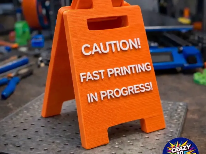 "CAUTION!! FAST PRINTING IN PROGRESS" Sign