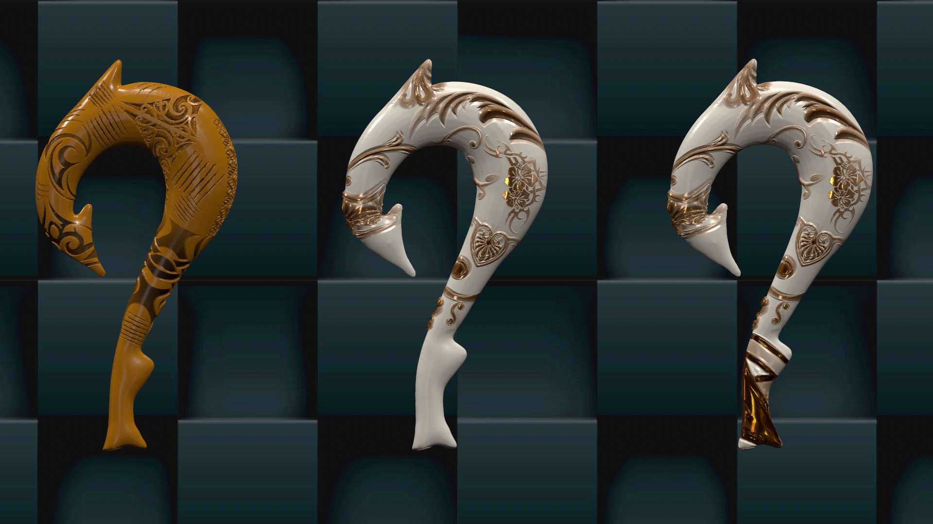 Maui hook from the cartoon Moana 3D model