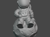 An astronaut is sitting on an asteroid-0