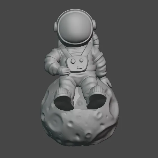An astronaut is sitting on an asteroid