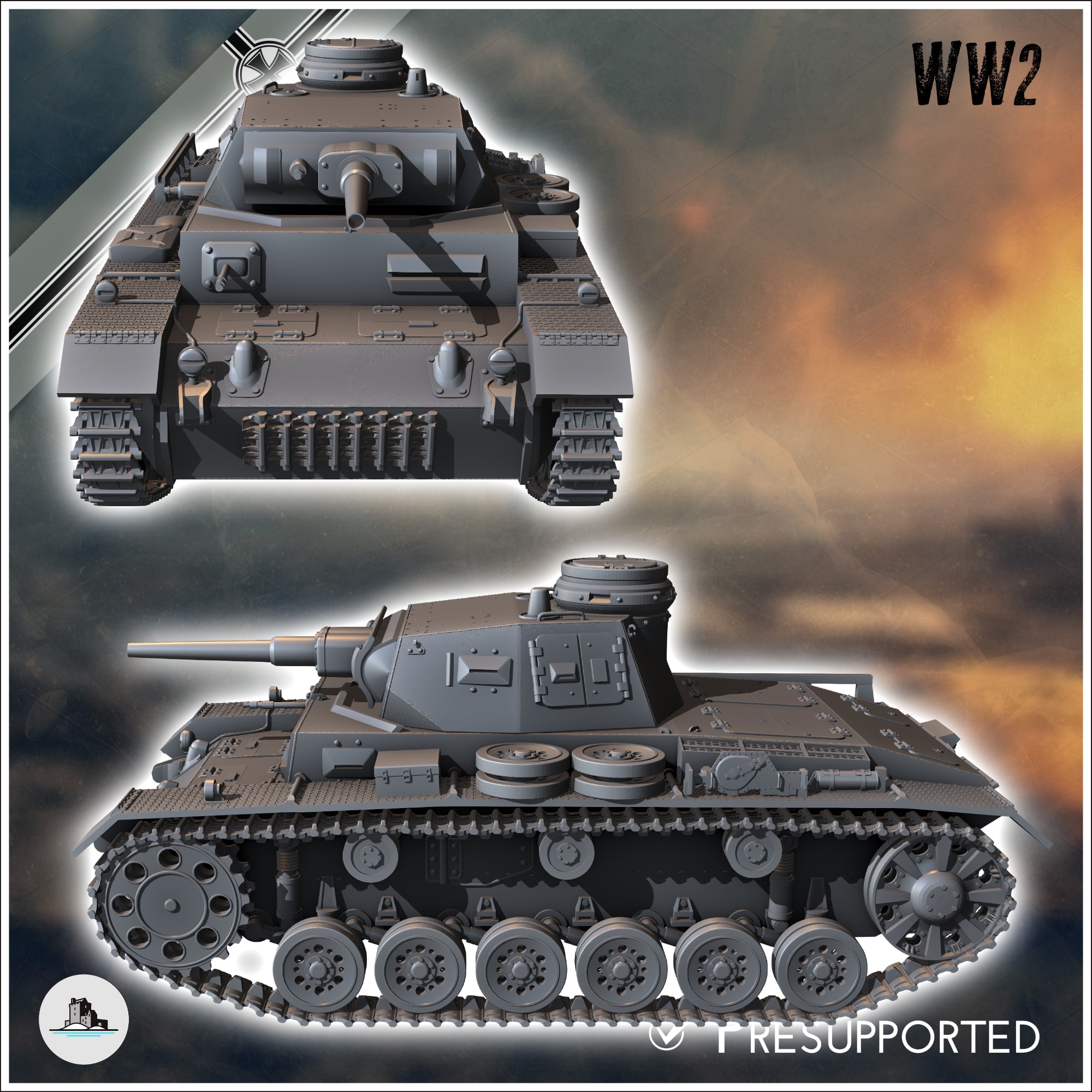 Panzer III Ausf. F - WW2 miniatures armor war flames world t | 3D ...