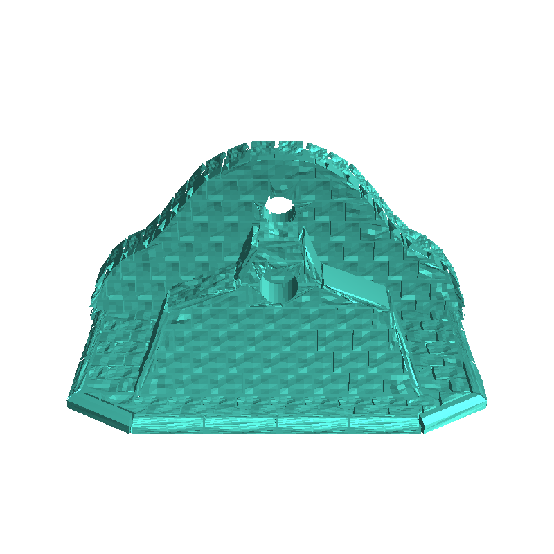 Medieval house set with bridge, water mill and skin drying r