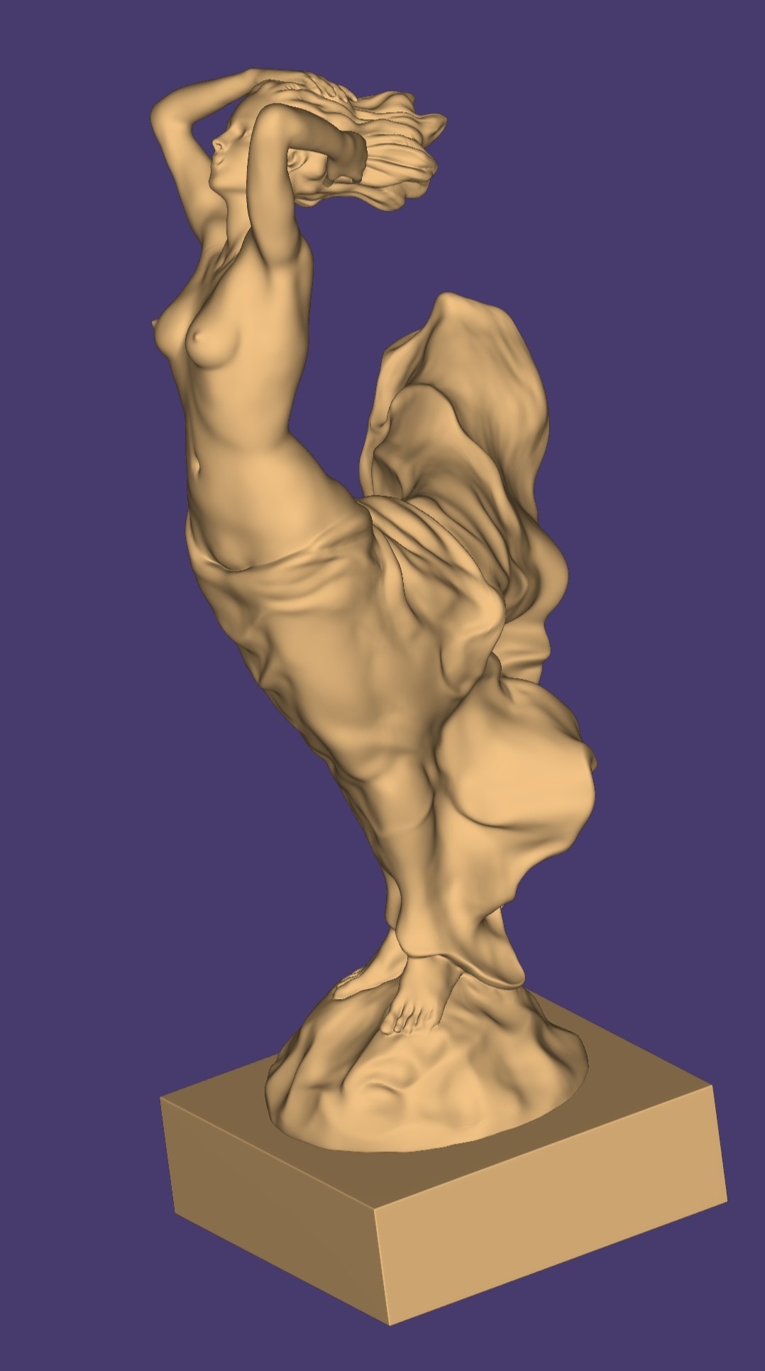 Naked girl in the wind