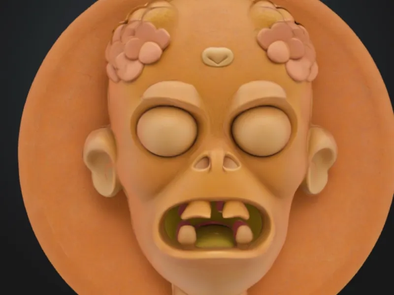 Cartoon Zombie Head Mini Wall Mount – 3D Printed Decor