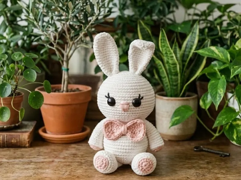 lapin crochet monochrome 