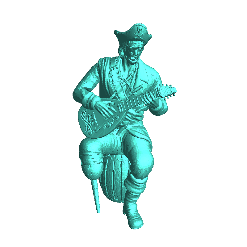 Seated pirate musician playing the lute with wooden leg (17) | 3D ...