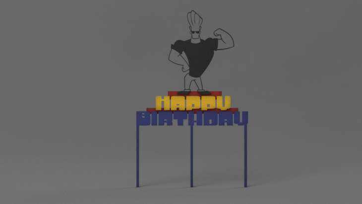 Johnny bravo cartoon network cake topper happy birthday, 3D models  download