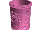 pen holder with embossed floral design-0