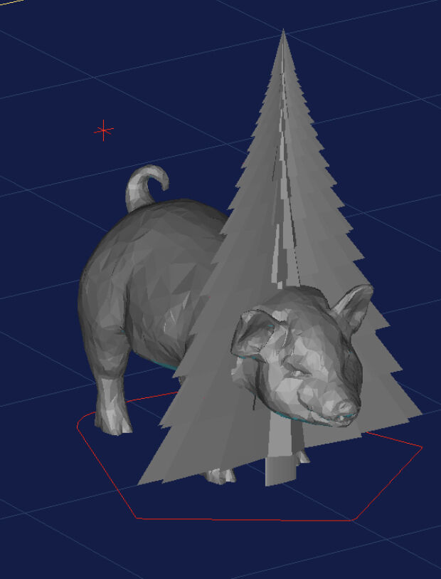 Pig in a Christmas tree