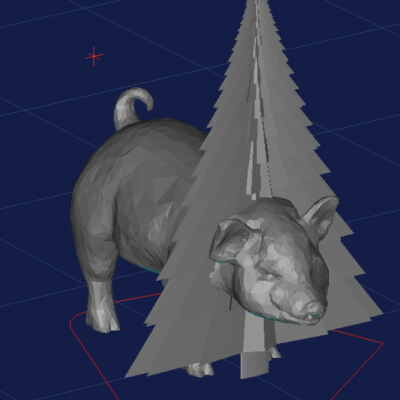 Pig in a Christmas tree