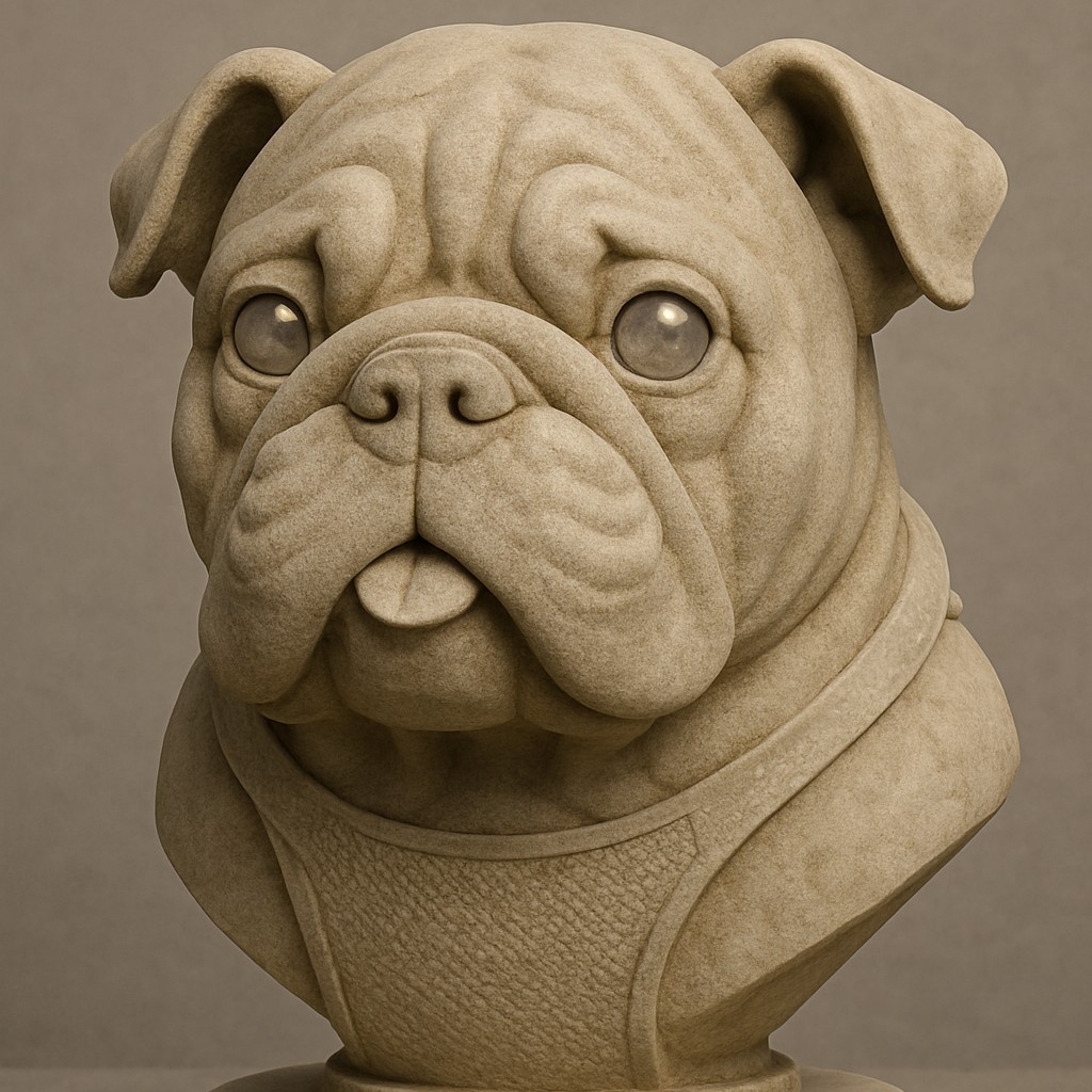 Cute Old English Bulldog Puppy Bust
