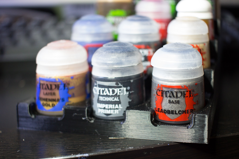 Holders for Citadel paint pots and brushes