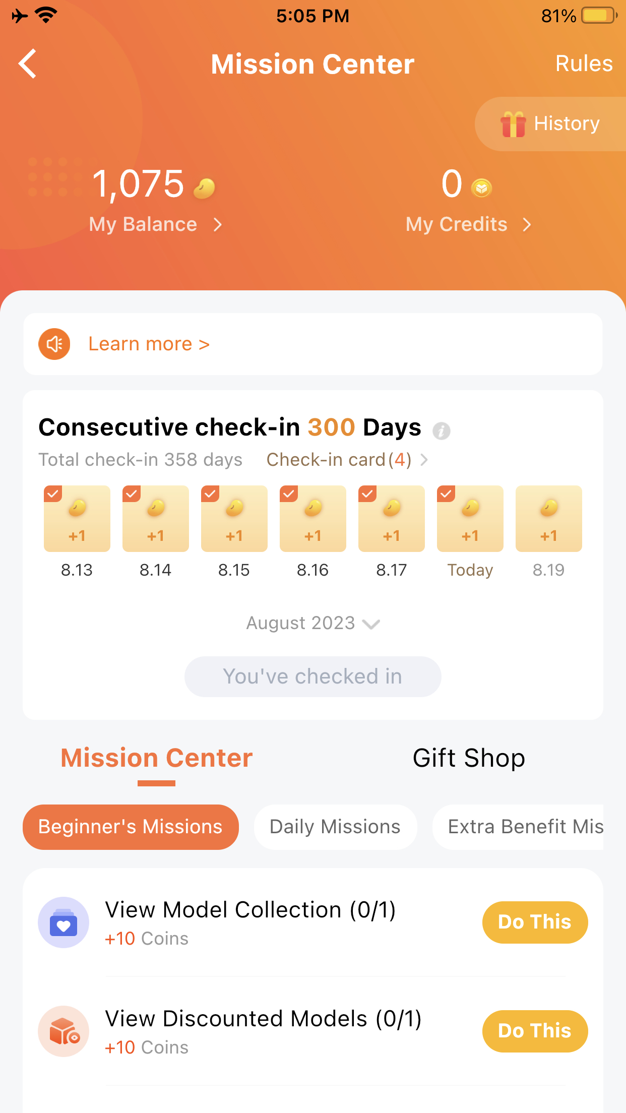 Hey guys! Today is my 300th consecutive check in date! Maybe it’s time ...