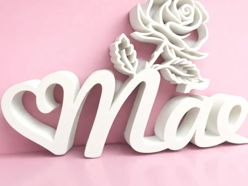 Mãe com flor e coração