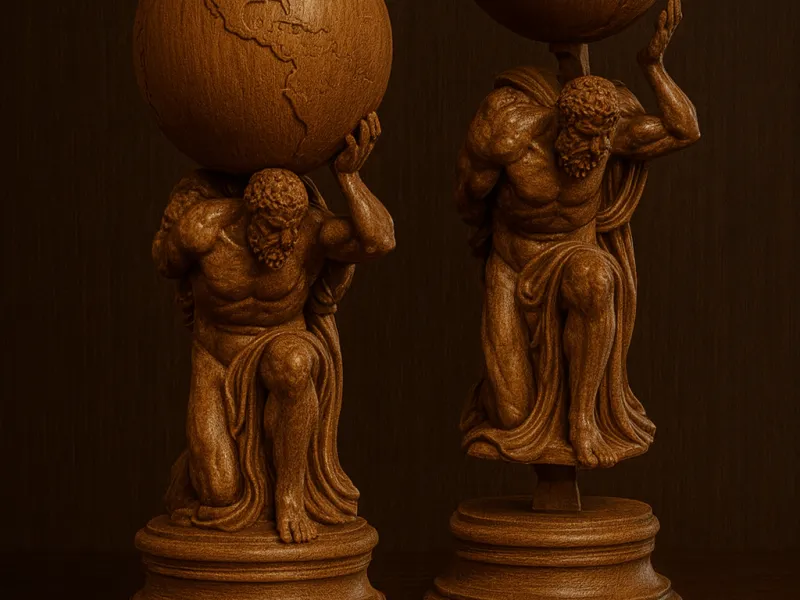 Hercules holding globe statuette monument