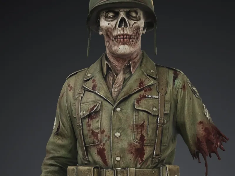 zombie militare intero con pistola fatto da me