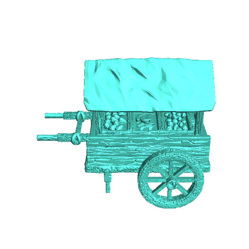 Two-wheeled medieval wooden cart with market stall (2) - min