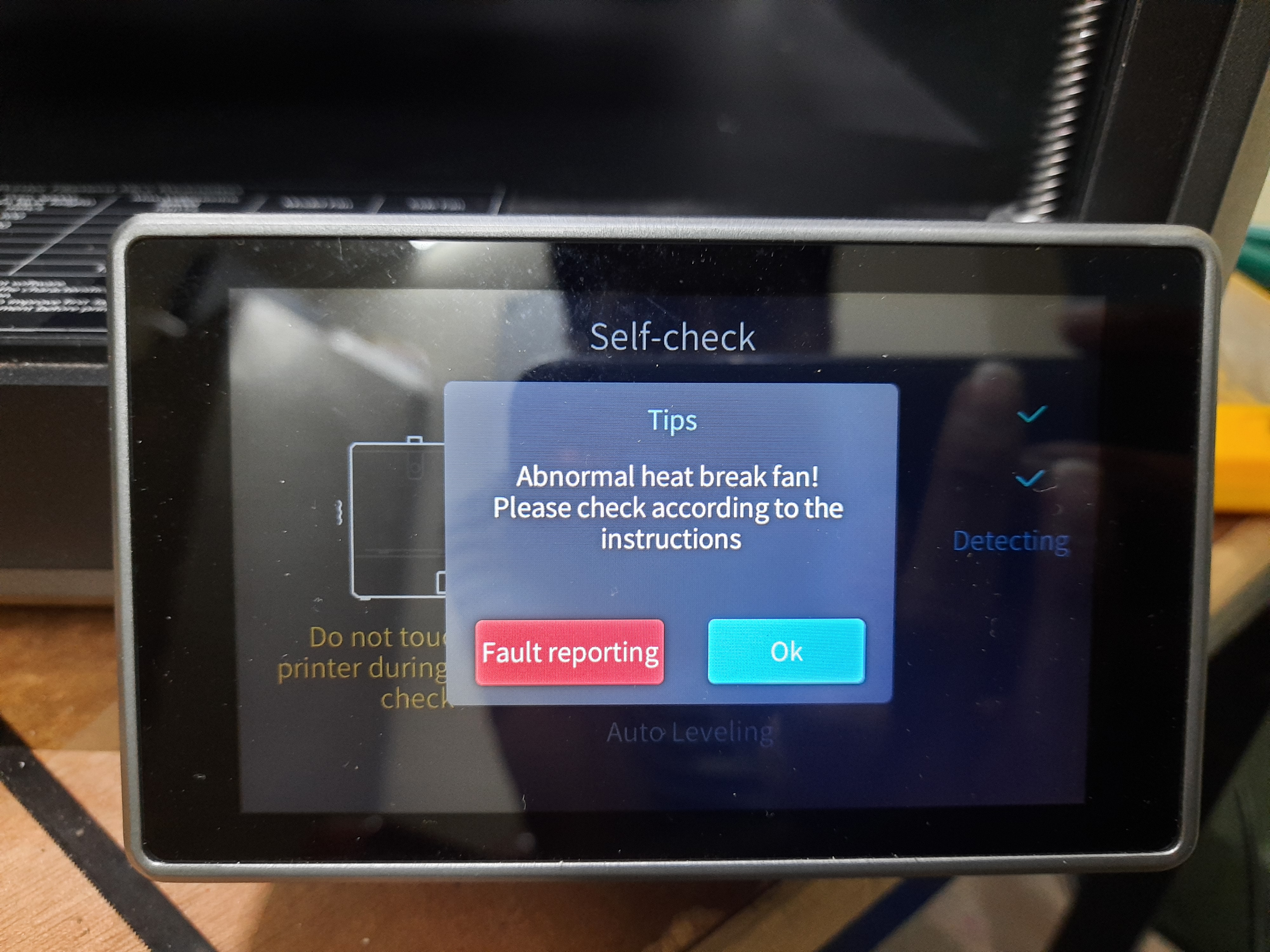 Having issue with my K1 Max. While auto detecting, It shows error ...