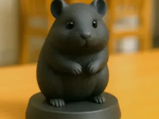 Cute Modern Hamster on Pedestal Figurine Art