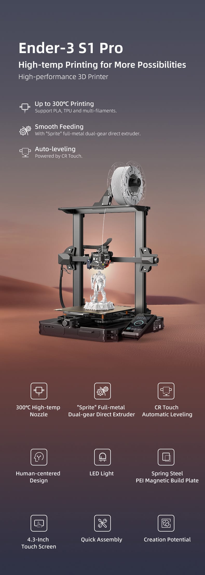 Creality Ender-3 S1 Pro Desktop 3D Printers - Specifications - 3D Printing